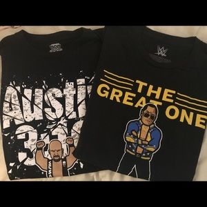 WWE nerd T-shirts Austin Rock both